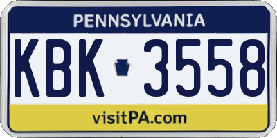 PA license plate KBK3558
