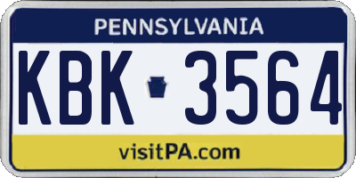 PA license plate KBK3564