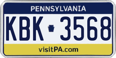 PA license plate KBK3568