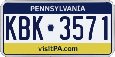 PA license plate KBK3571