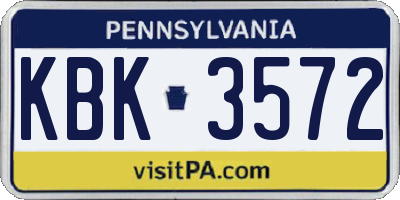 PA license plate KBK3572
