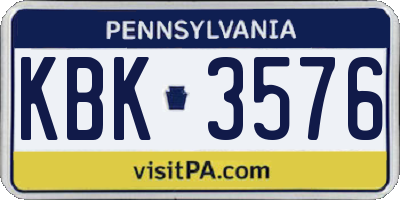 PA license plate KBK3576