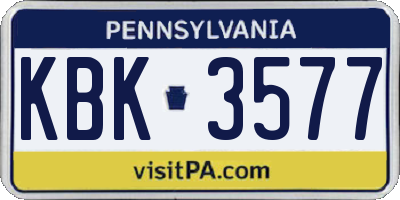 PA license plate KBK3577