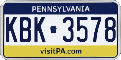 PA license plate KBK3578