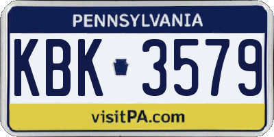 PA license plate KBK3579