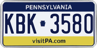 PA license plate KBK3580