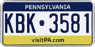 PA license plate KBK3581