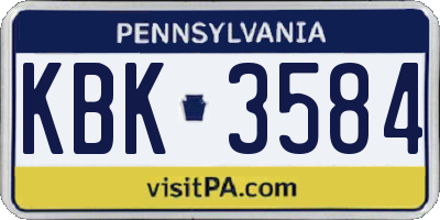 PA license plate KBK3584
