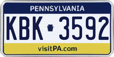 PA license plate KBK3592