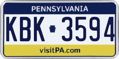 PA license plate KBK3594