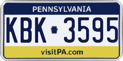 PA license plate KBK3595