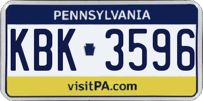 PA license plate KBK3596