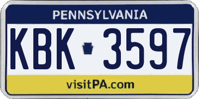PA license plate KBK3597