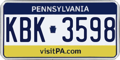 PA license plate KBK3598