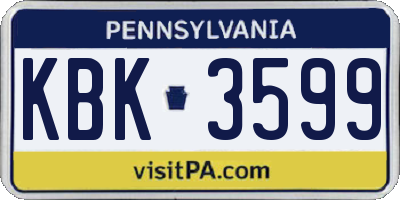 PA license plate KBK3599
