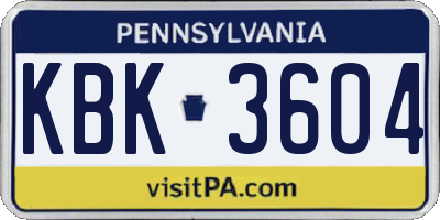 PA license plate KBK3604