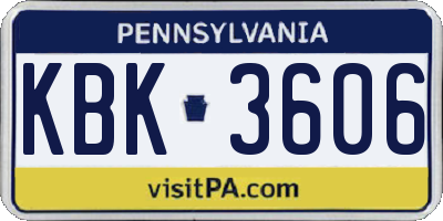 PA license plate KBK3606