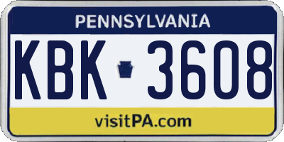 PA license plate KBK3608