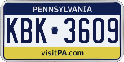 PA license plate KBK3609