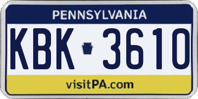 PA license plate KBK3610
