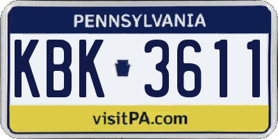 PA license plate KBK3611