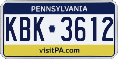 PA license plate KBK3612