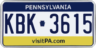PA license plate KBK3615