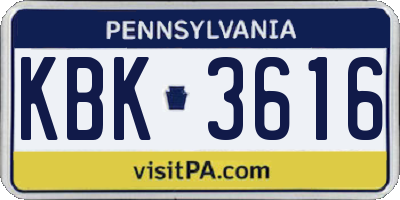 PA license plate KBK3616