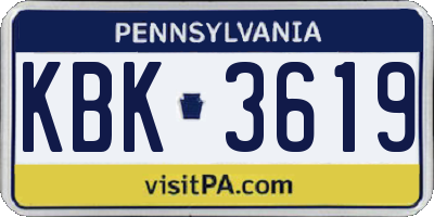 PA license plate KBK3619