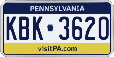 PA license plate KBK3620