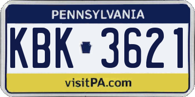 PA license plate KBK3621