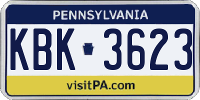 PA license plate KBK3623