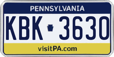 PA license plate KBK3630
