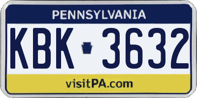PA license plate KBK3632
