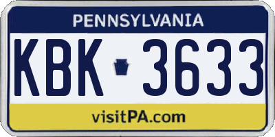 PA license plate KBK3633