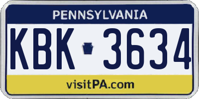 PA license plate KBK3634