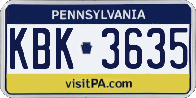 PA license plate KBK3635
