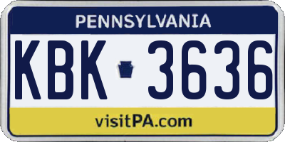 PA license plate KBK3636