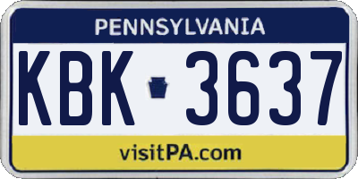 PA license plate KBK3637