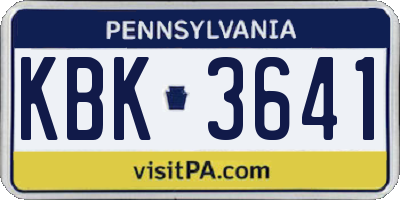 PA license plate KBK3641