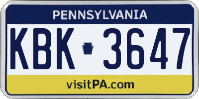 PA license plate KBK3647