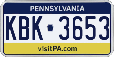 PA license plate KBK3653