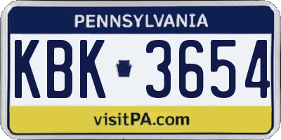 PA license plate KBK3654