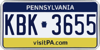PA license plate KBK3655