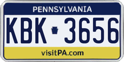 PA license plate KBK3656