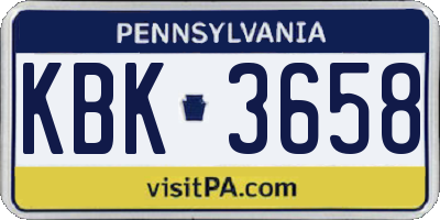 PA license plate KBK3658