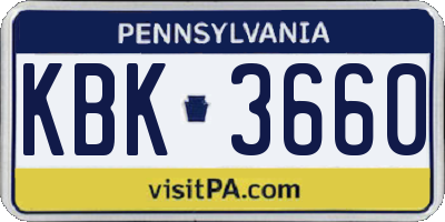PA license plate KBK3660
