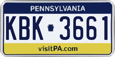 PA license plate KBK3661