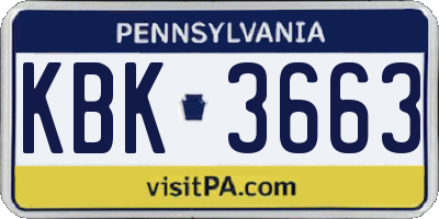 PA license plate KBK3663