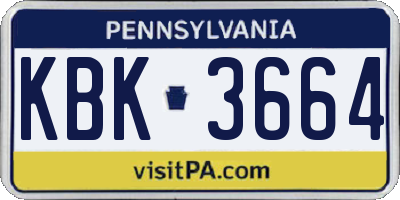 PA license plate KBK3664